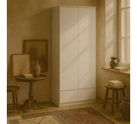 Wyld Haus Budapest White Gloss Wooden Wardrobe - 2 Doors, 1 Drawer