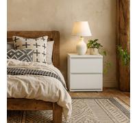 Wyld Haus Budapest White Wood Bedside Table With 2 Drawers, 400X500X495mm