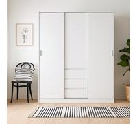 Wyld Haus Budapest White Wooden Wardrobe, 3 Doors 3 Drawers