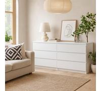 Wyld Haus Budapest Wide White Chest Of Drawers - 6-Drawer Gloss Dresser
