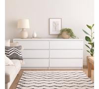 Wyld Haus Budapest Wide White Chest Of Drawers 6-Drawer Laminated Wood
