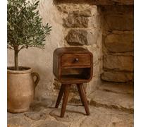 Wyld Haus Cagliari Compact Chestnut Curve Bedside Table, Mango Wood