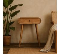 Wyld Haus Cagliari Mini Curved Mango Wood Console Table with Drawer in Brown Wyld Haus Brown