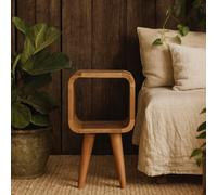 Wyld Haus Cagliari Minimalist Curved Mango Wood Bedside Table, Solid Mango, 20 X 40 X 20 Cm