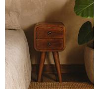 Wyld Haus Cagliari Small 2 Drawer Bedside Table Curved Chestnut Mango Wood in Brown Wyld Haus Brown