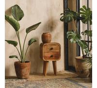 Wyld Haus Cagliari Small 2 Drawer Curved Mango Wood Bedside in Brown Wyld Haus Brown