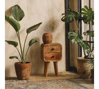 Wyld Haus Cagliari Small 2-Drawer Curved Mango Wood Bedside Table 20 X 20 X 40 Cm