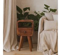 Wyld Haus Cagliari Small Chestnut Mango Wood Bedside Table With Drawer And Shelf