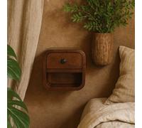Wyld Haus Cagliari Small Curved Chestnut Bedside Table With Open Slot