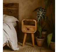 Wyld Haus Cagliari Small Mango Wood Bedside Table With Drawer And Shelf