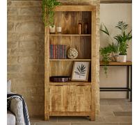 Wyld Haus California Solid Mango Wood Bookcase With Doors, Satin Finish