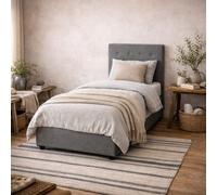 Wyld Haus Carrick 3Ft Single Bed - Soft Grey Velvet Tufted Headboard With Storage