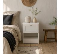 Wyld Haus Cherryfern White Wood Bedside Table - 1 Drawer 1 Open Shelf Small Matt Finish