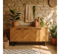 Wyld Haus Chevron Herringbone 3-Door Natural Oak Sideboard