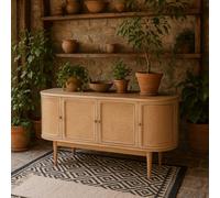 Wyld Haus Chicago Cane Rattan Mango Wood 4-Door Sideboard