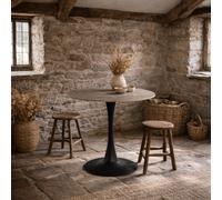 Wyld Haus Cloverfern 90Cm Round Dining Table - Brown Ceramic Top, Matt Black Steel Base