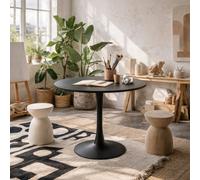 Wyld Haus Cloverfern Matt Black Ceramic Round Coffee Table 600mm