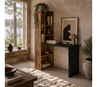 Wyld Haus Codi 98Cm Rustic Brown Folding Desk With Blackboard Panel And Side Shelving