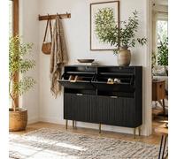 Wyld Haus Cofa Zimo 4 Drawer Black Shoe Cabinet Ridged Fronts & Gold Handles Wyld Haus Black