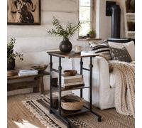 Wyld Haus Comiro C Shaped Rolling Side Table 3 Tier Adjustable Height Lockable in Brown Wyld Haus Brown