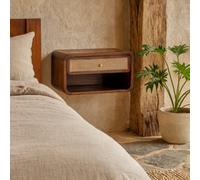 Wyld Haus Como Chestnut Wall-Mounted Woven Bedside Table With Drawer