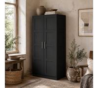 Wyld Haus Corarani 2-Door Black Panel Wardrobe - Hanging Rail And Internal Shelving, 80W X 53.5D X 180Hcm