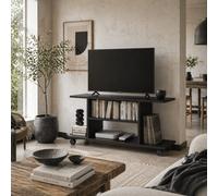 Wyld Haus Coro 80Cm Black Mobile Tv Stand With Open Shelves And Castor Wheels