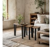Wyld Haus Coro Set Of 3 Triangle Nesting Coffee Tables - Metal Frame, Walnut Finish