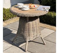 Wyld Haus Costa Outdoor Cream Wicker Bistro Table With Wood Top