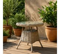Wyld Haus Costa Outdoor Wicker Round Bistro Table With Glass Top