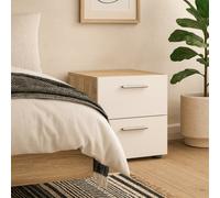 Wyld Haus Daejeon Bedside Table - White Gloss & Natural Oak Effect 2 Drawers