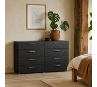 Wyld Haus Daejeon Black Wide Wooden Chest Of 8 Drawers