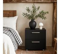 Wyld Haus Daejeon Black Wooden Bedside Table - 2 Drawer Nightstand