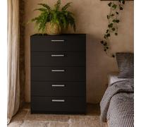 Wyld Haus Daejeon Black Wooden Chest 5 Drawers