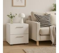 Wyld Haus Daejeon White Gloss Bedside Table With 2 Drawers, 400X423X402mm