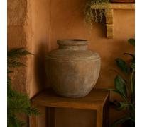 Wyld Haus Dark Brown Ceramic Etched Top Medium Garden Planter Vase