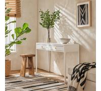 Wyld Haus De Gaulle White Wood Grain Two-Drawer Desk With Brass Knobs