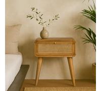 Wyld Haus Desenzano Boho Mango Wood Bedside Table With Woven Rattan Drawer