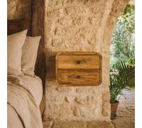 Wyld Haus Desenzano Mini Curve Floating Bedside Table Oak Mango Wood 2 Drawers in Brown Wyld Haus Brown