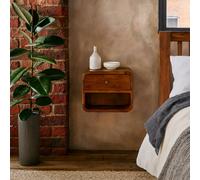 Wyld Haus Desenzano Mini Curve Mango Wood Floating Bedside Table With Drawer And Shelf