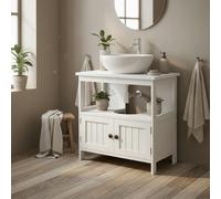 Wyld Haus Dilaco White Fauxdestal Sink Storage Cabinet With Double Doors And Adjustable Shelves