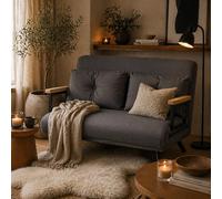 Wyld Haus Dima Velvet Dark Grey 4 in 1 Convertible Double Sofa Bed Wood Armrests Wyld Haus Dark Grey