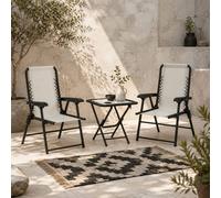 Wyld Haus Diroke 3 Piece Folding Bistro Set Cream White & Black Wyld Haus Black