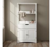 Wyld Haus Disa Rike White Freestanding Storage Cabinet - Shelves, Drawer, Double Doors For Bathroom Or Kitchen