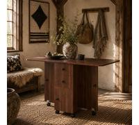 Wyld Haus Distressed Brown Drop Leaf Dining Table with Storage Seats up to 6 Wyld Haus Brown