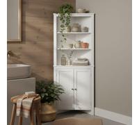 Wyld Haus Dole Corner Bathroom Cabinet With Cupboard And 3-Tier Adjustable Shelves, White, 162Cm