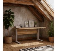 Wyld Haus Dris 150Cm Natural Oak Effect Desk With White Metal Legs