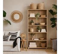 Wyld Haus Dris Natural Oak-Effect 4-Shelf Freestanding Bookcase
