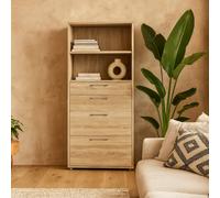 Wyld Haus Dris Natural Oak-Effect Bookcase 1 Shelf 4 Drawers