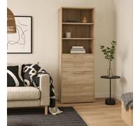Wyld Haus Dris Tall Natural Oak-Effect Bookcase, 2 Shelves 4 Drawers